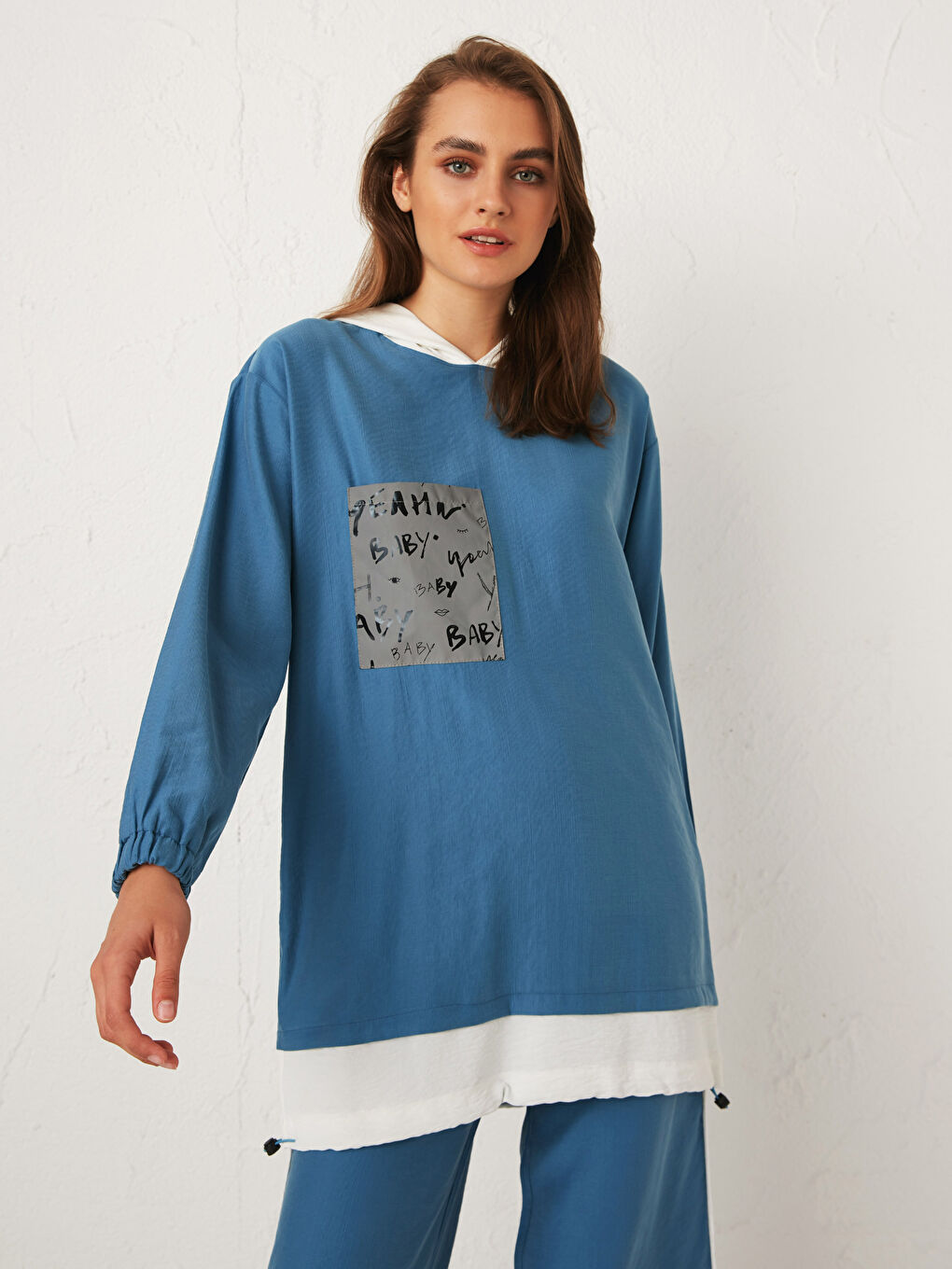 Rahat Kalıp Uzun Kollu Kadın Cep Detaylı Tunik-2