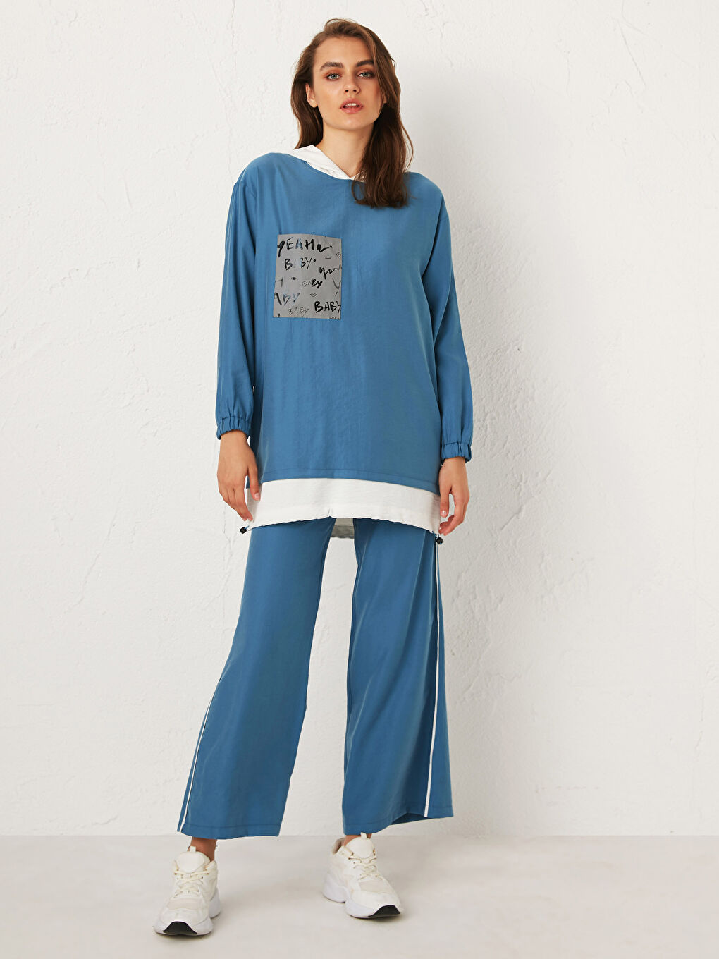 Rahat Kalıp Uzun Kollu Kadın Cep Detaylı Tunik-3