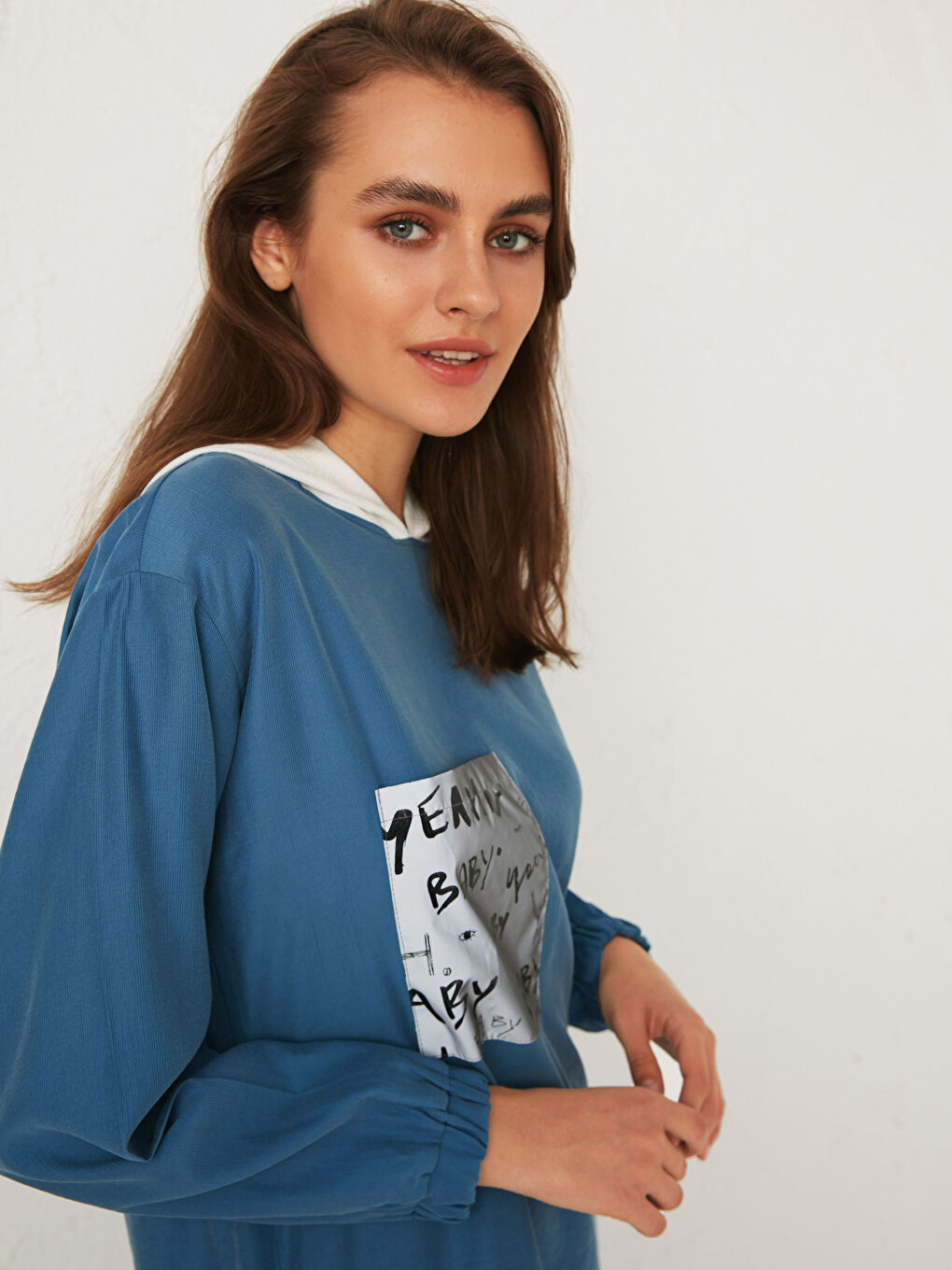 Rahat Kalıp Uzun Kollu Kadın Cep Detaylı Tunik-4