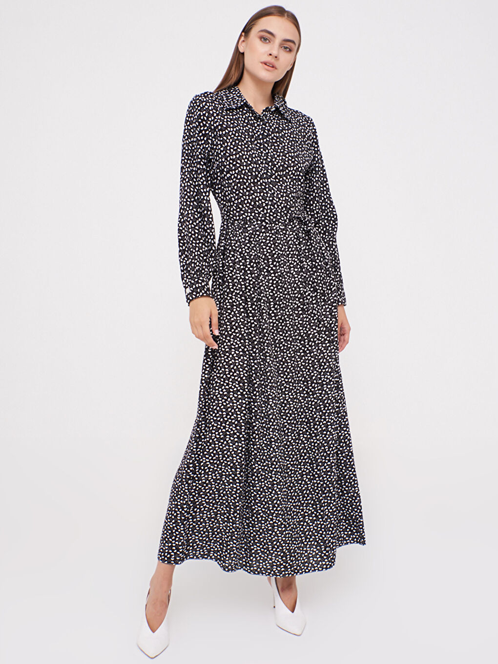 Çiçek Desenli Kuşaklı Elbise