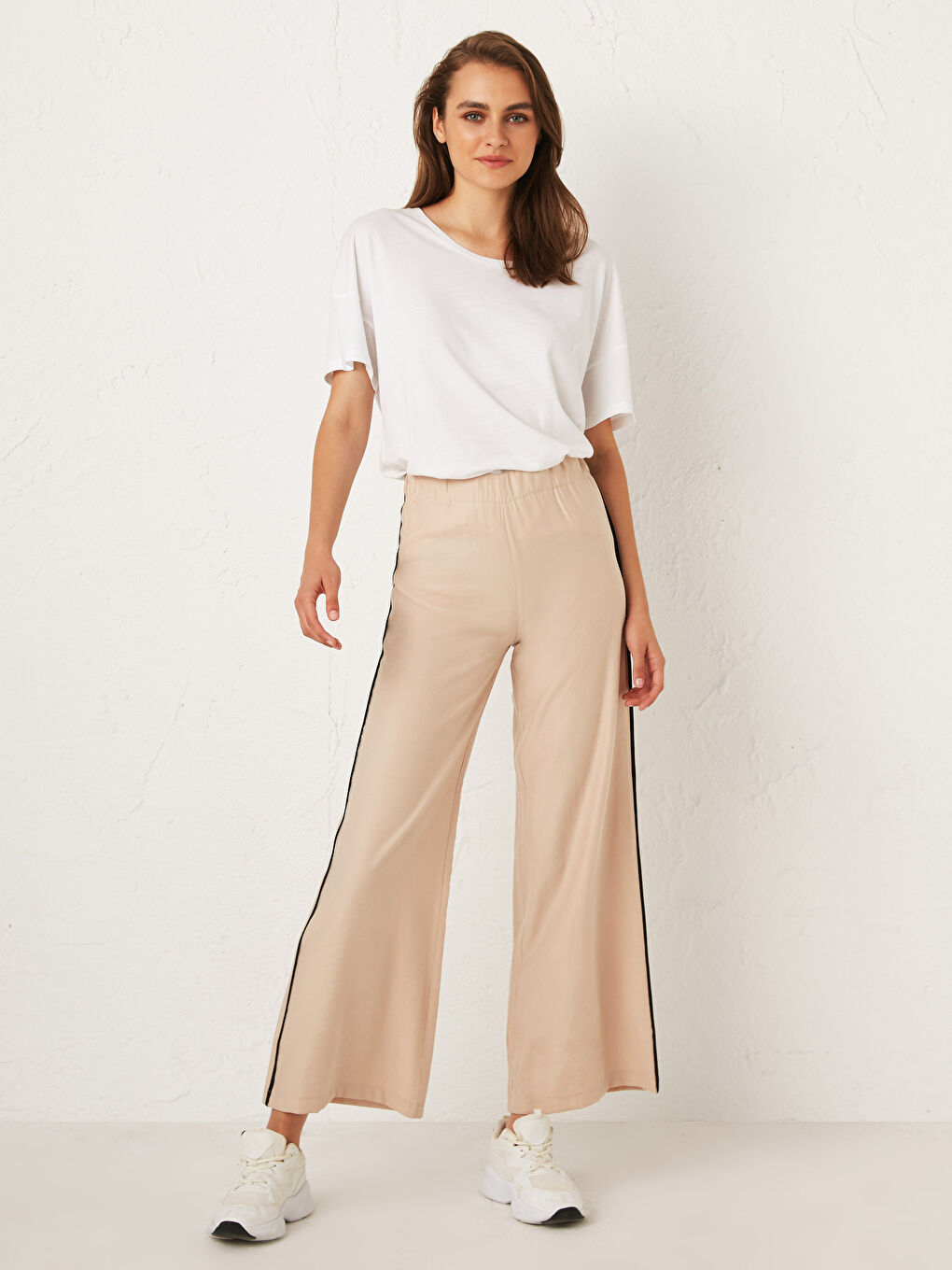 Elastic Waist Palazzo Pants-1