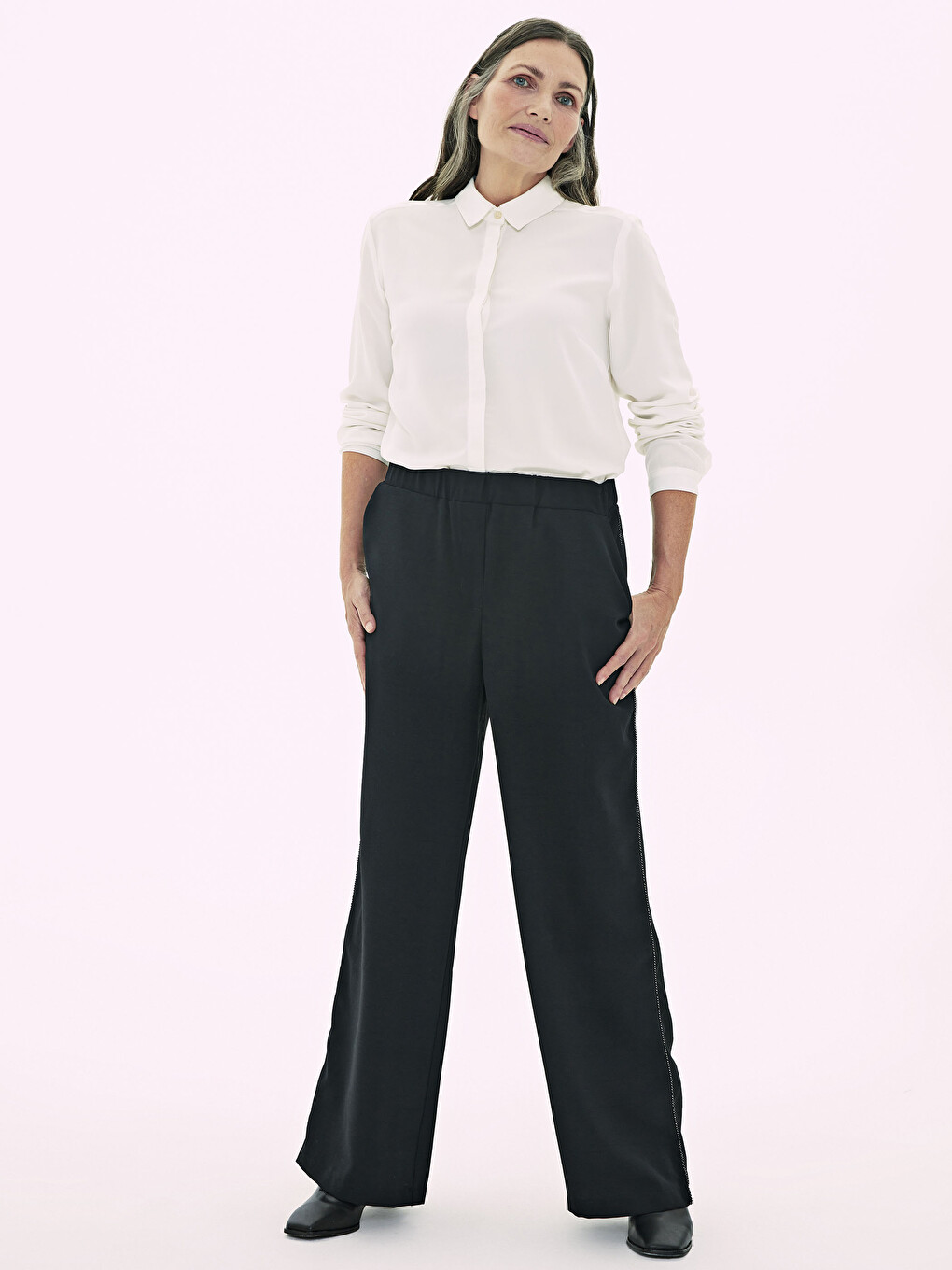 Elastic Waist Wide Leg Pants-1