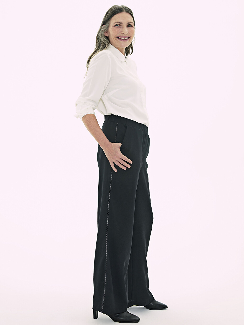 Elastic Waist Wide Leg Pants-2