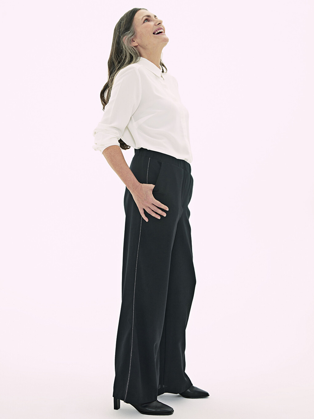 Elastic Waist Wide Leg Pants-4