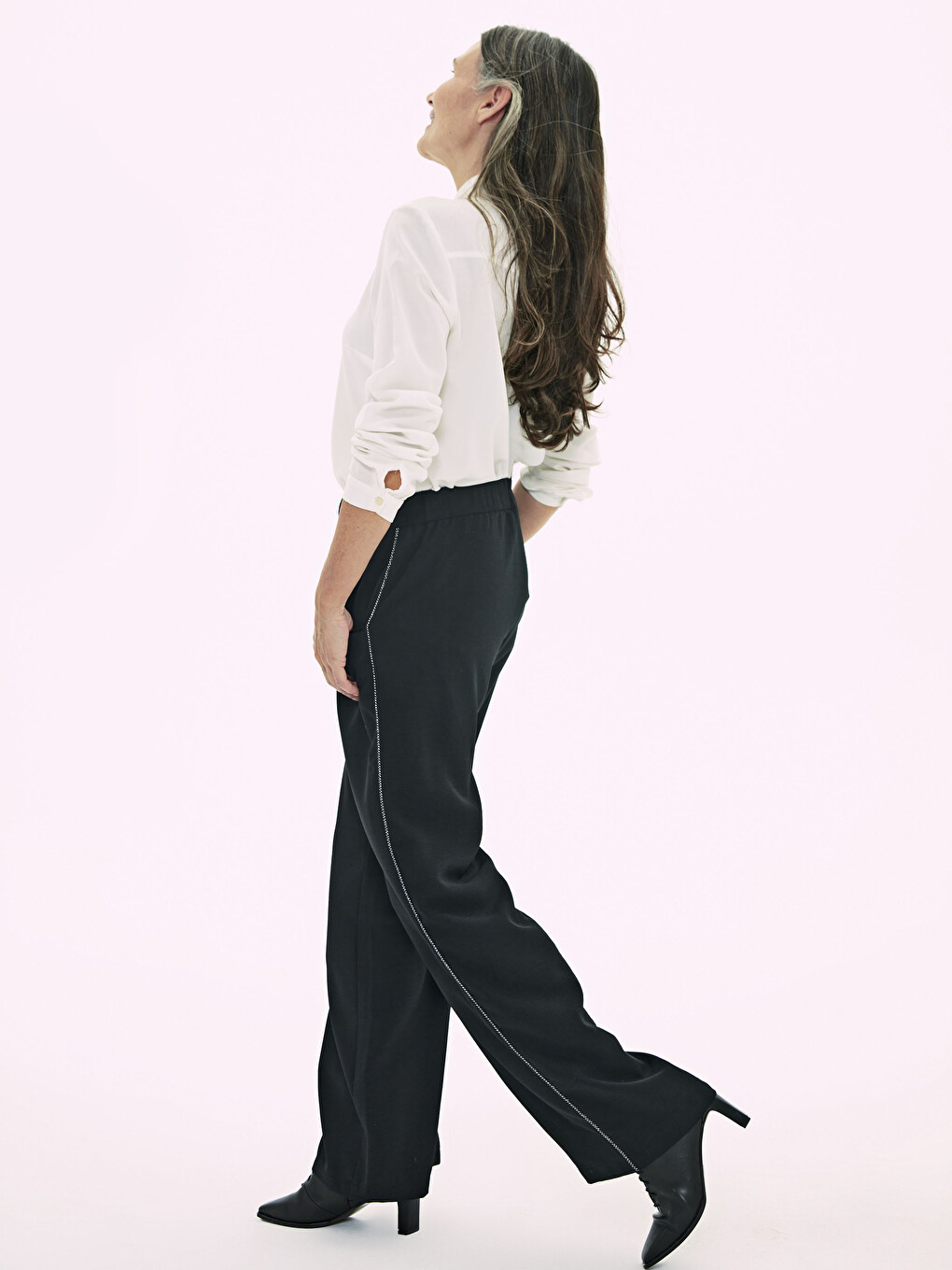 Elastic Waist Wide Leg Pants-5