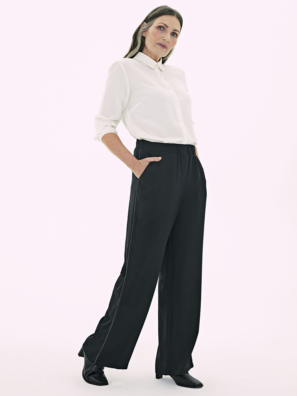 Elastic Waist Wide Leg Pants