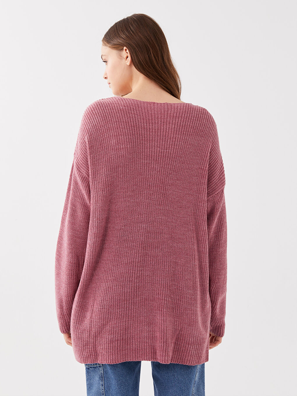 Свитер из трикотажа с V-образным вырезом, оверсайз, для женщин-9