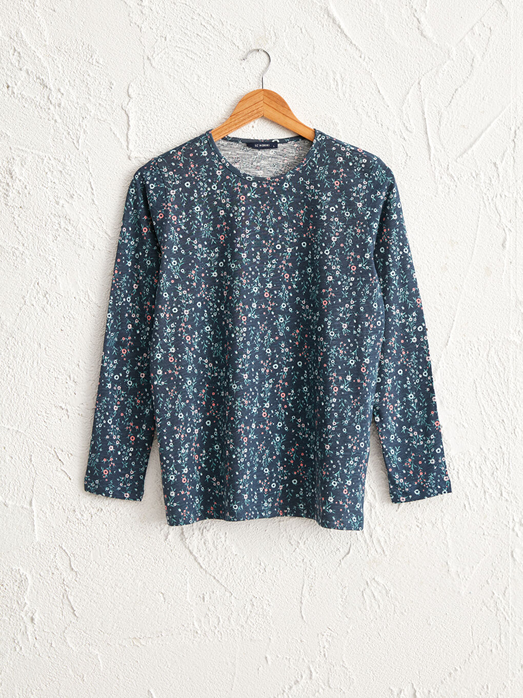 Yeşil Çiçek Desenli Pamuklu Tişört