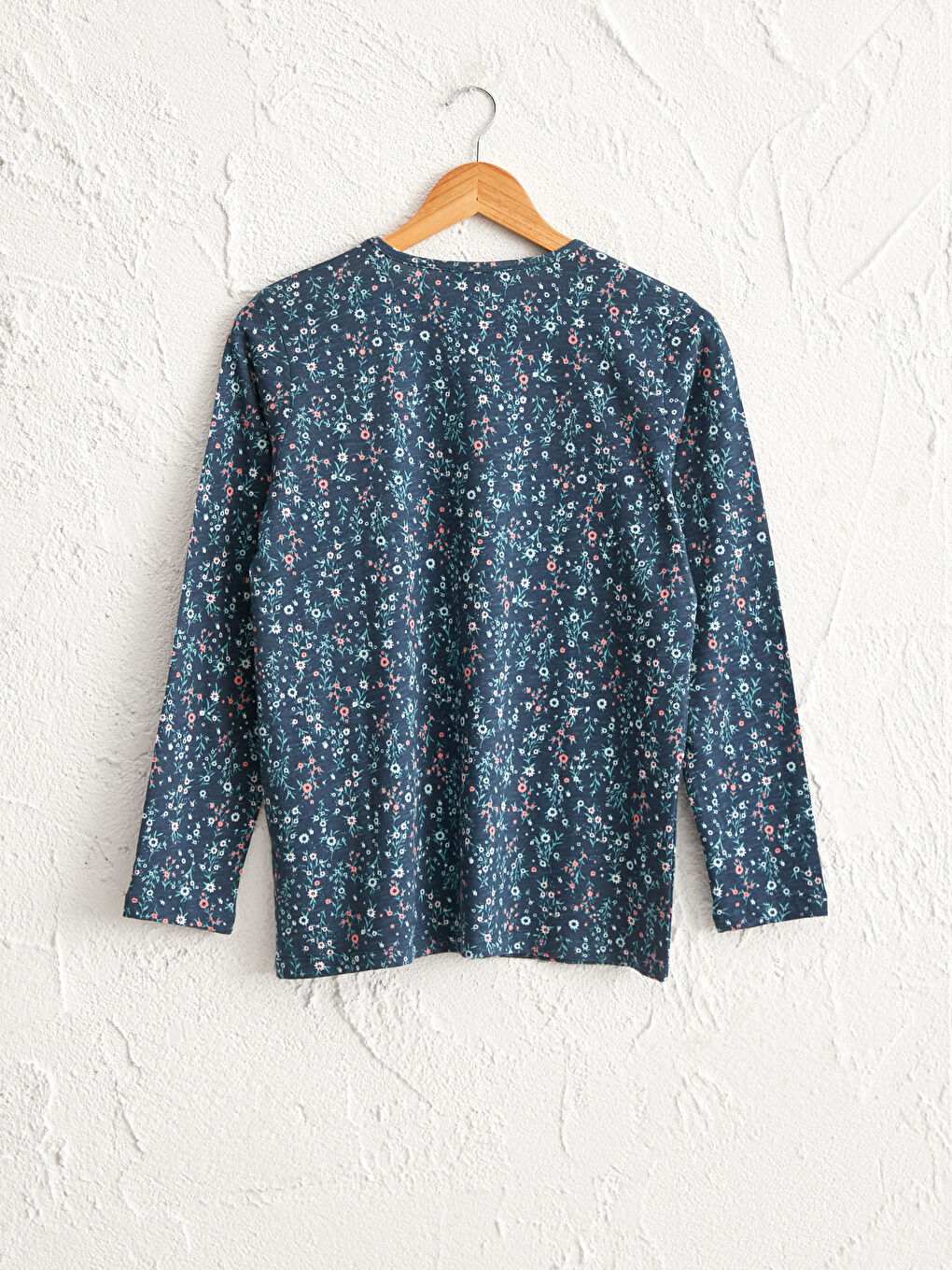 Yeşil Çiçek Desenli Pamuklu Tişört-2