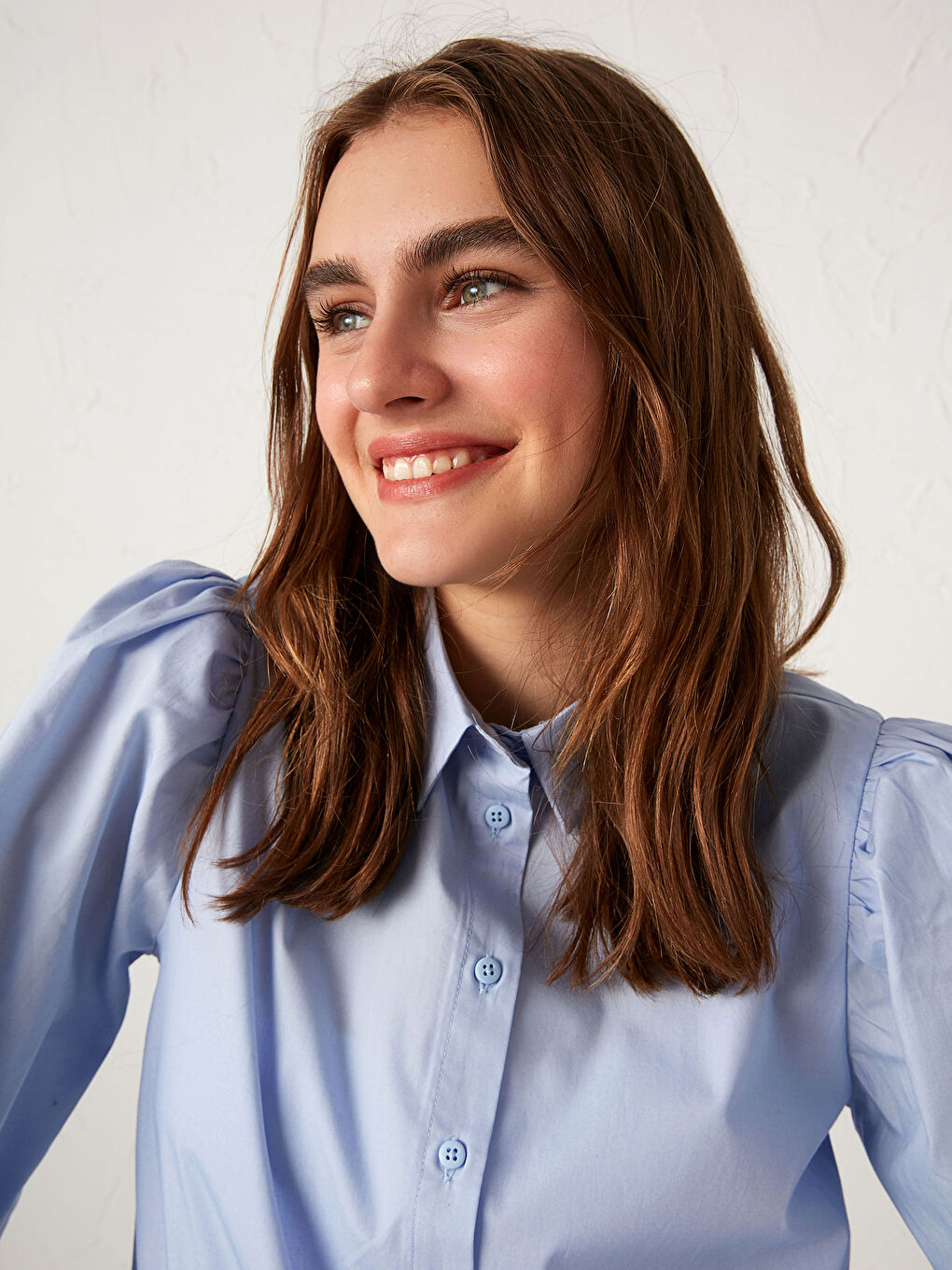 Shirt Collar Long Sleeve Poplin Women's Shirt-3