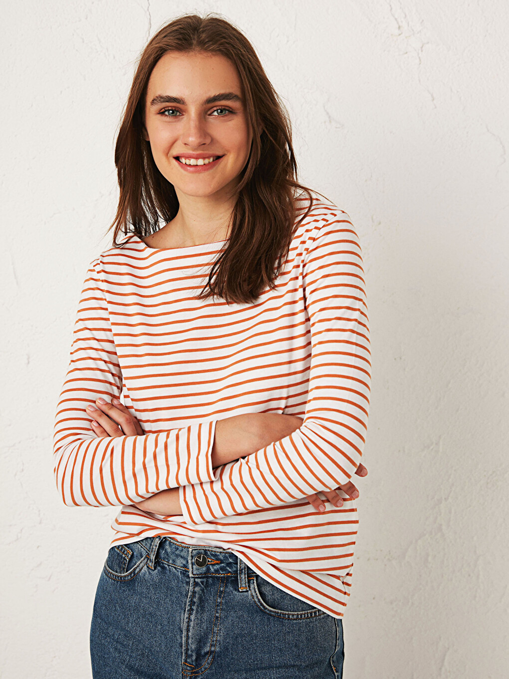 Gestreiftes Baumwoll-T-Shirt