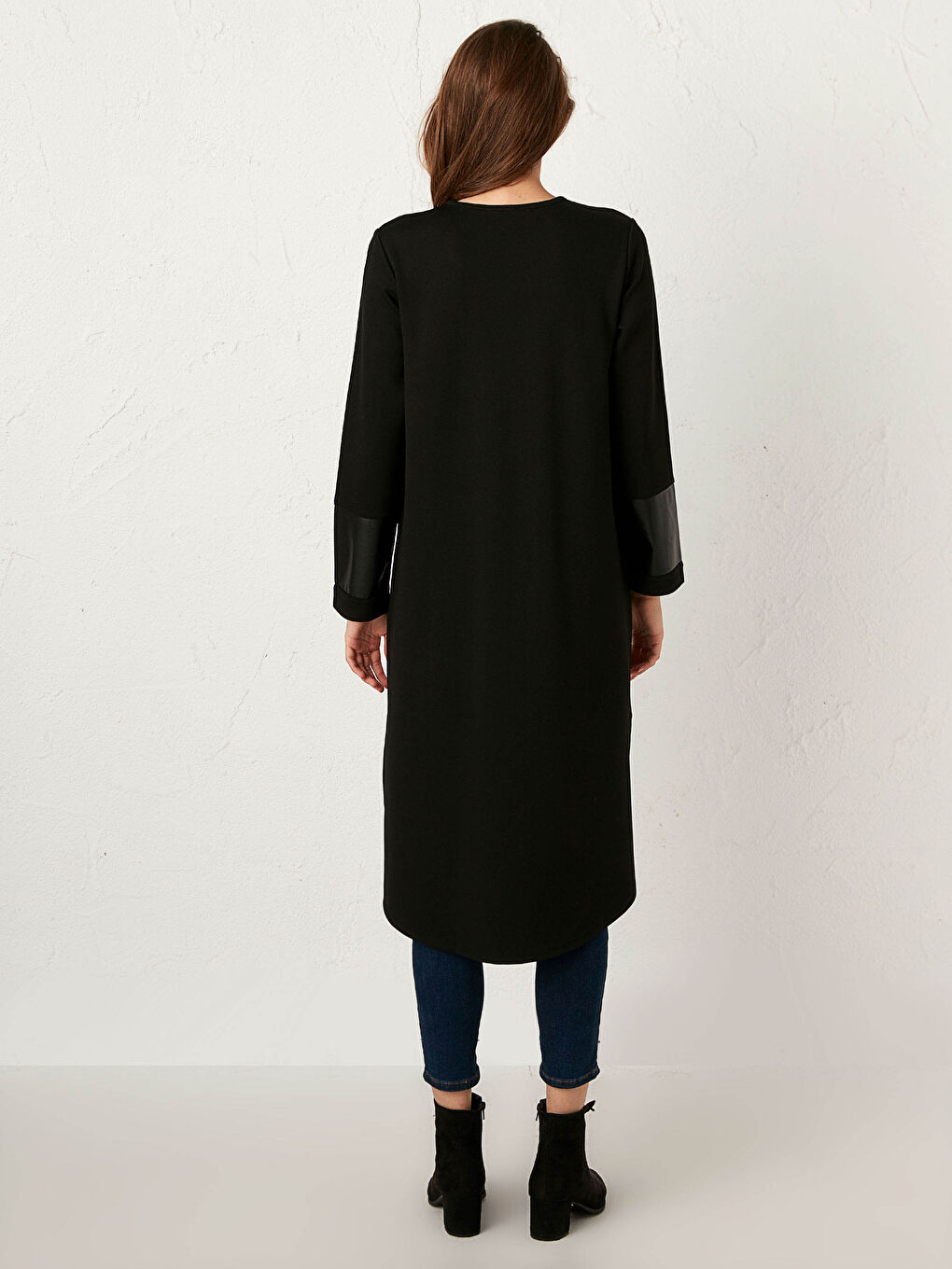 Siyah Deri Görünümlü Salaş Tunik-4