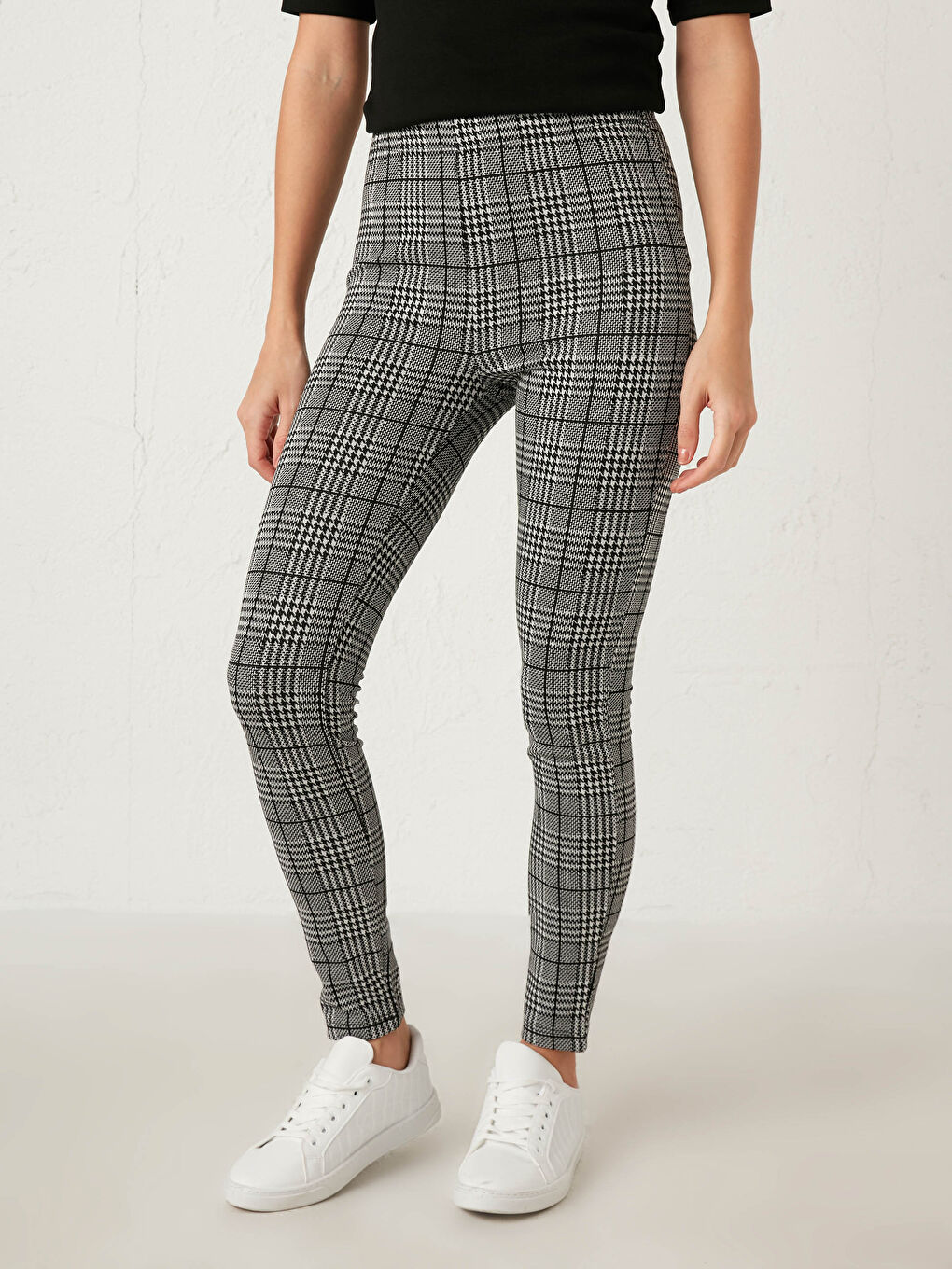 Leggings à Motif Pied-de-Poule-2