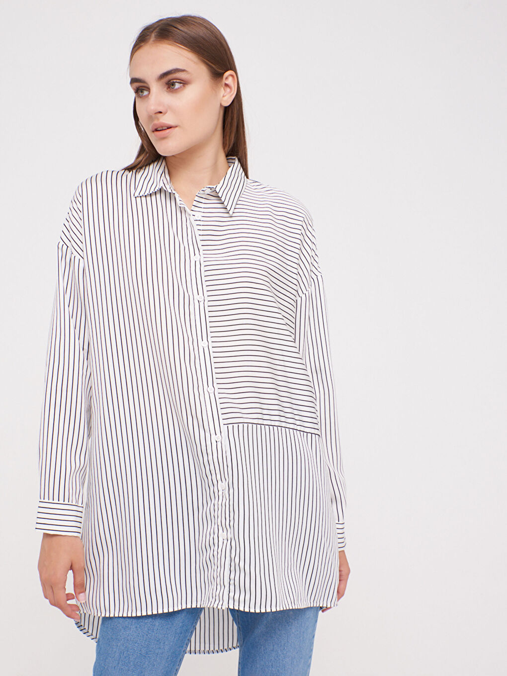 Tunică cu Guler Cămașă Mânecă Lungă Gabardină pentru Femei-2