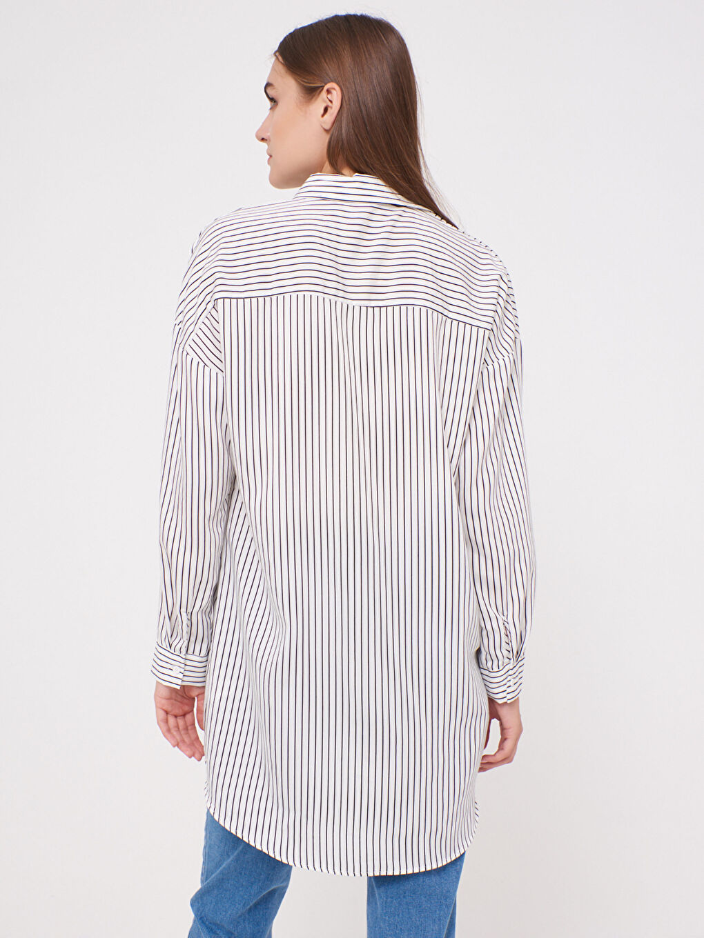 Tunică cu Guler Cămașă Mânecă Lungă Gabardină pentru Femei-1