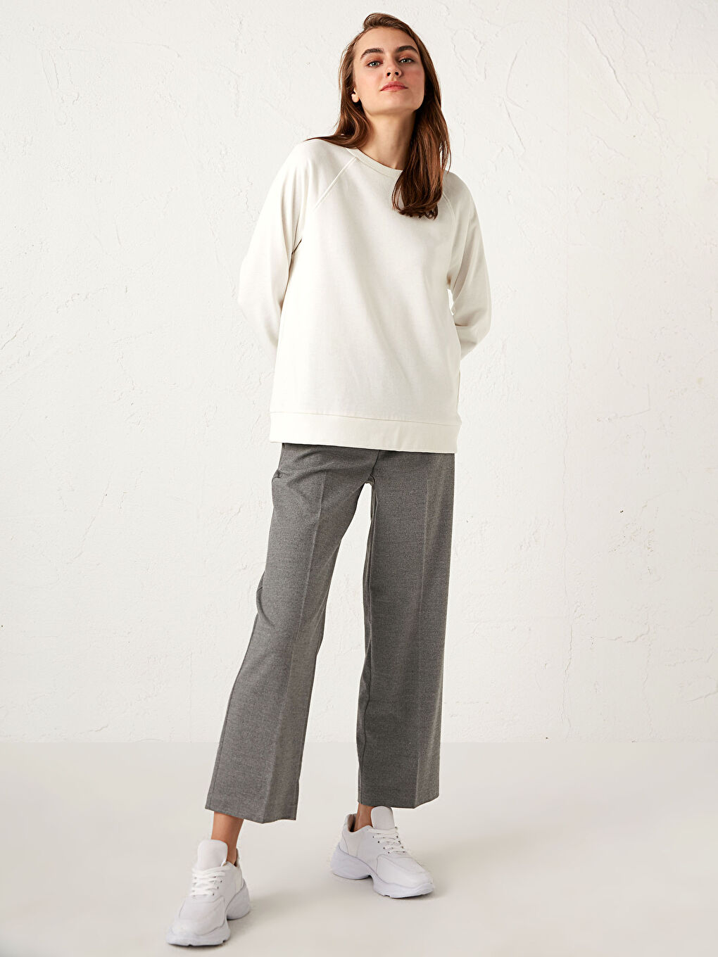 Elastic Waist Loose Fit Trousers-1