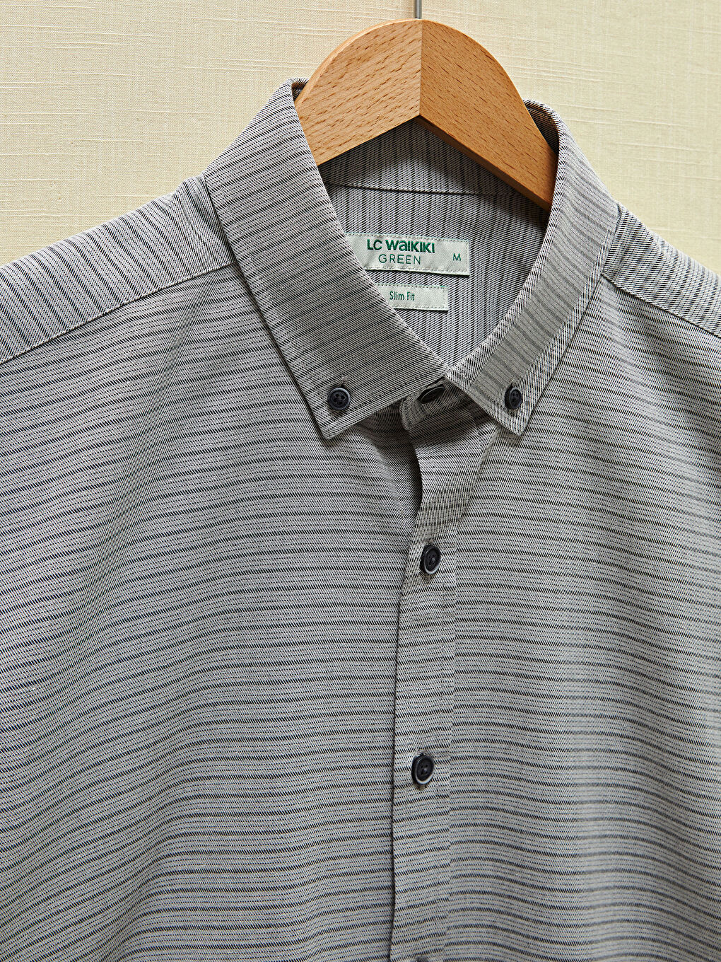 Gri Slim Fit Uzun Kollu Gabardin Erkek Gömlek-8