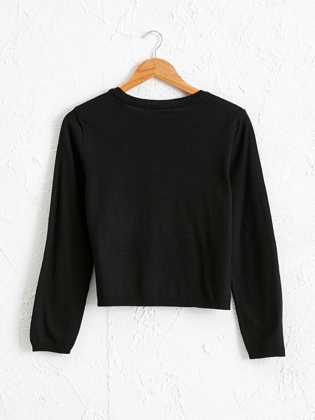 Crew Neck Plain Long Sleeve Women's Knitwear Sweater-1