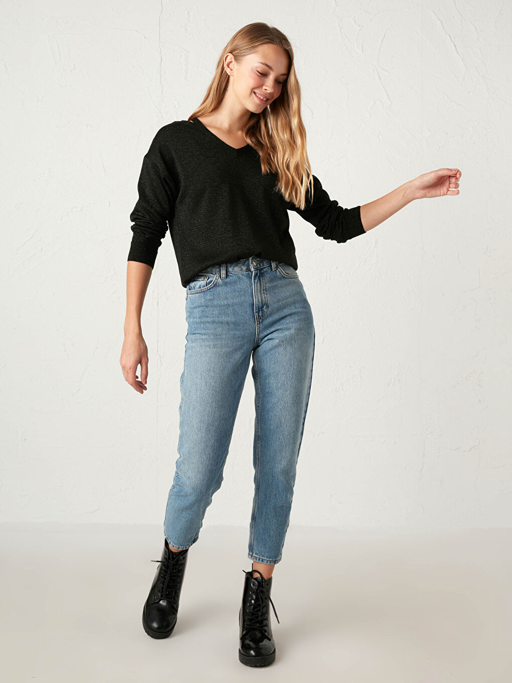 Жарқын көрініс жұқа трикотаж жемпір-4