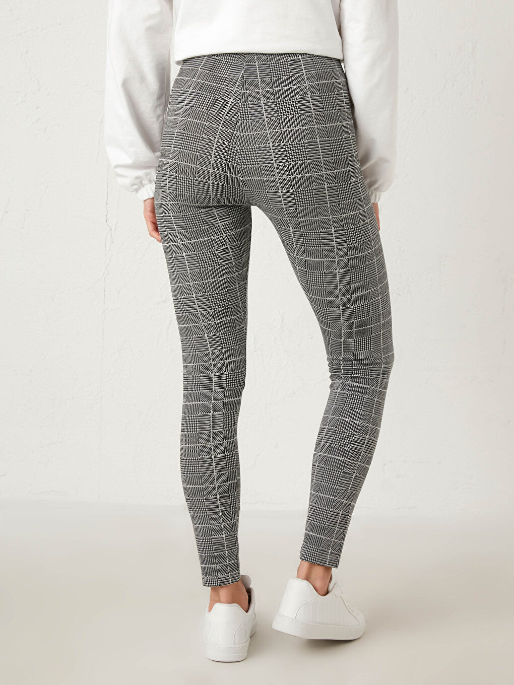 Ekose Desenli Uzun Tayt-3