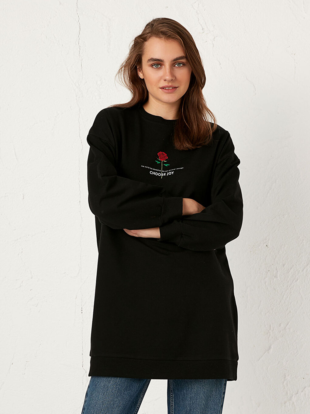 Свитшот-туника с принтом букв для женщин-2