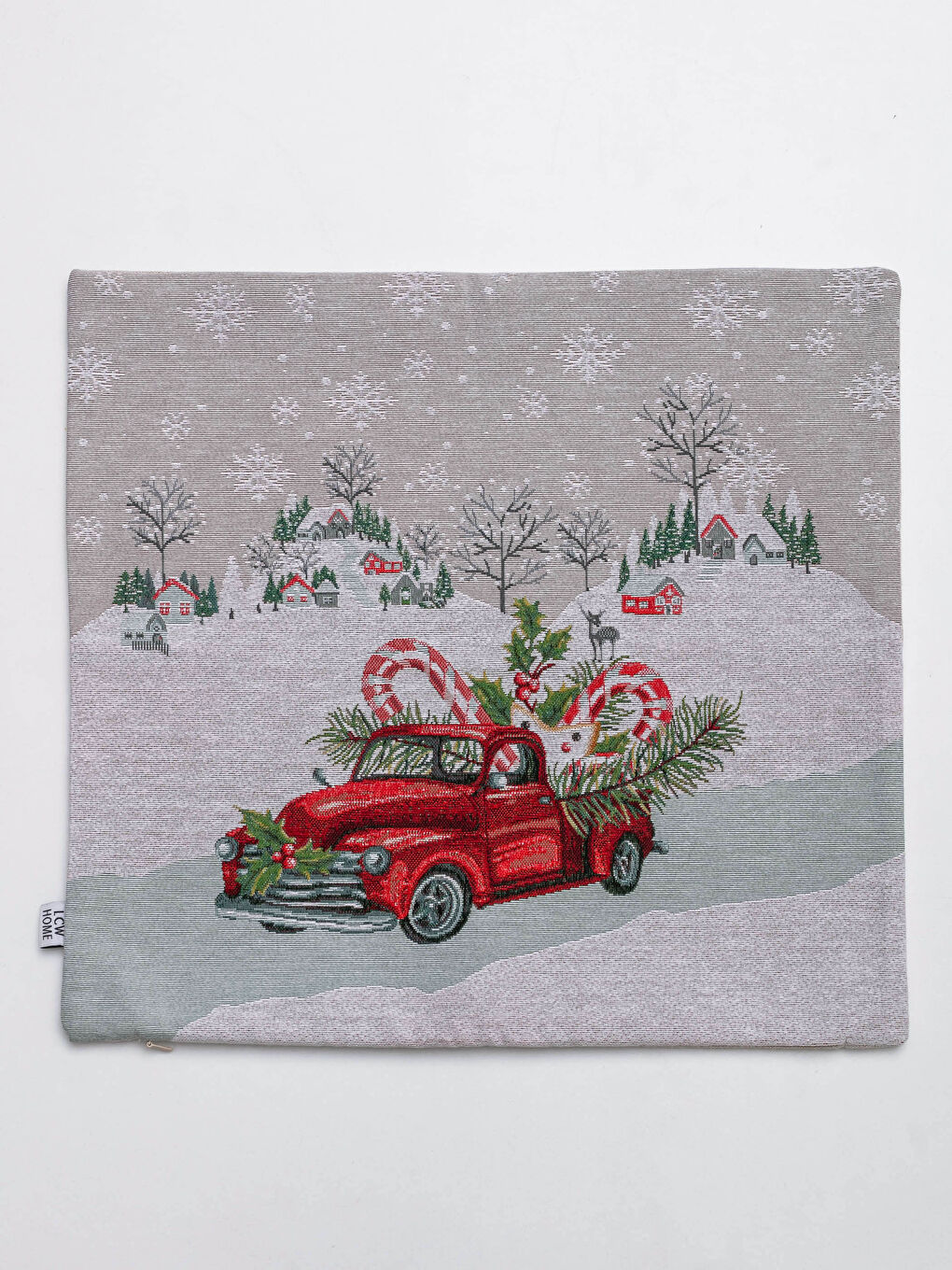 LCW HOME Christmas Themed Patterned Tapestry Cushion Cover -0WFM08Z8-F9C
