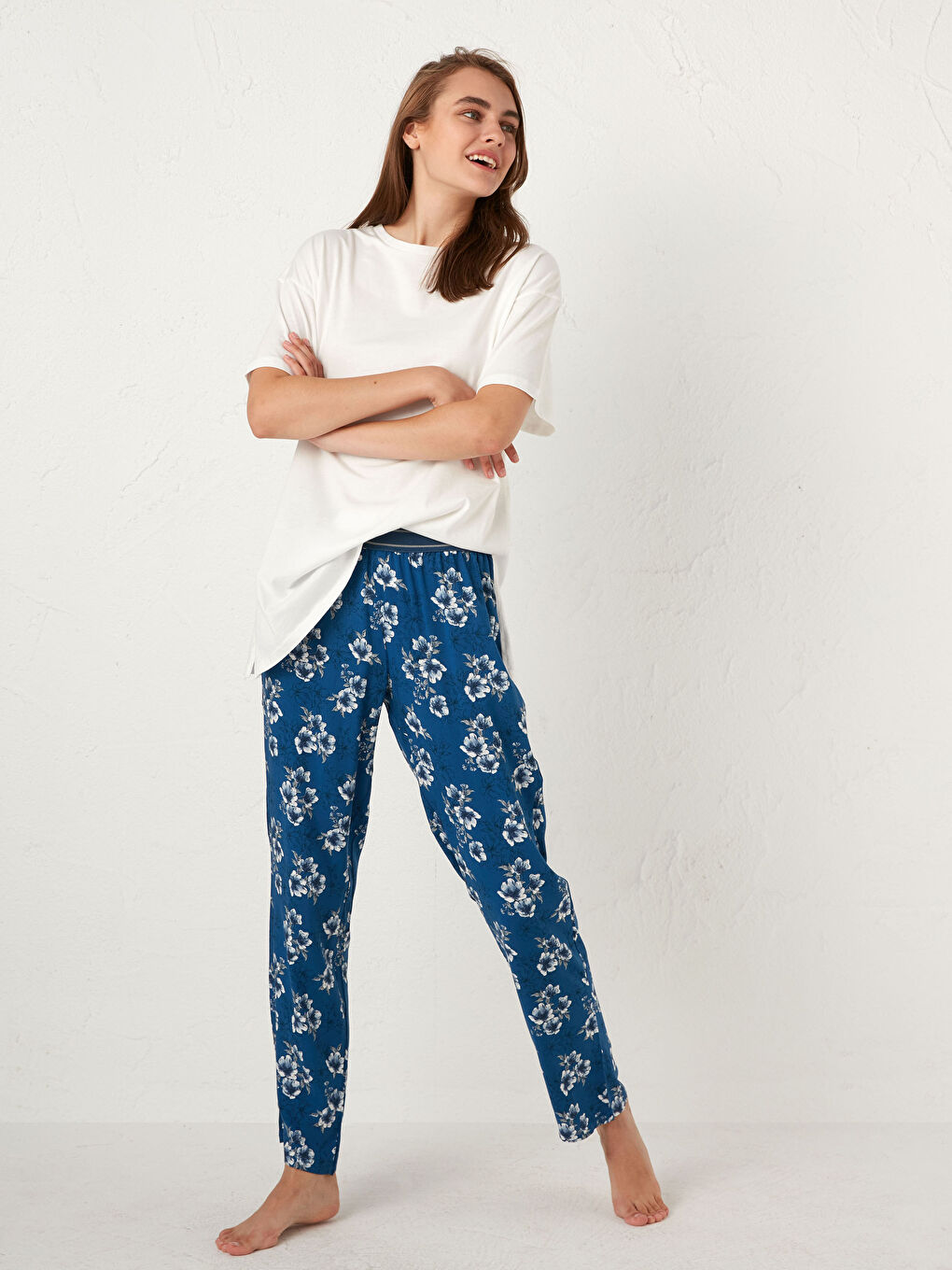 Bas de pyjama à motifs avec taille élastique