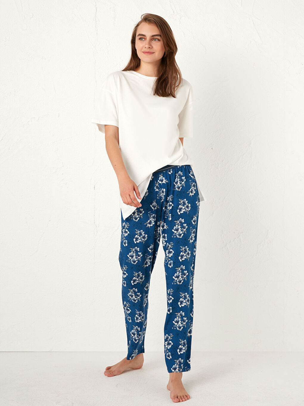 Bas de pyjama à motifs avec taille élastique-1