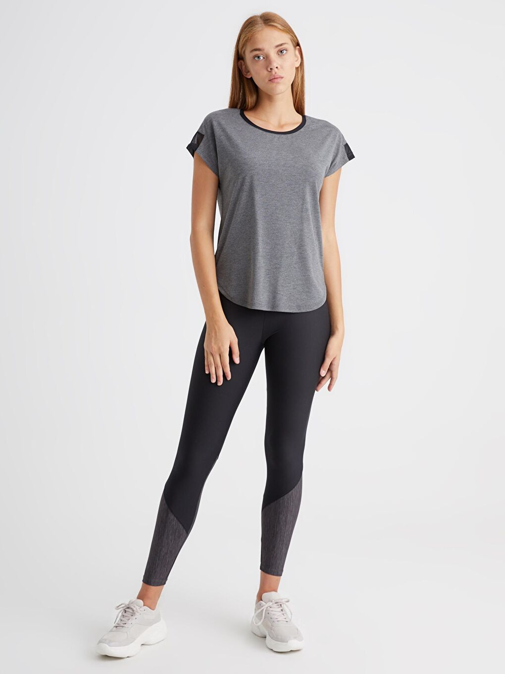 Antrasit Bisiklet Yaka Aktif Spor Tişört-2