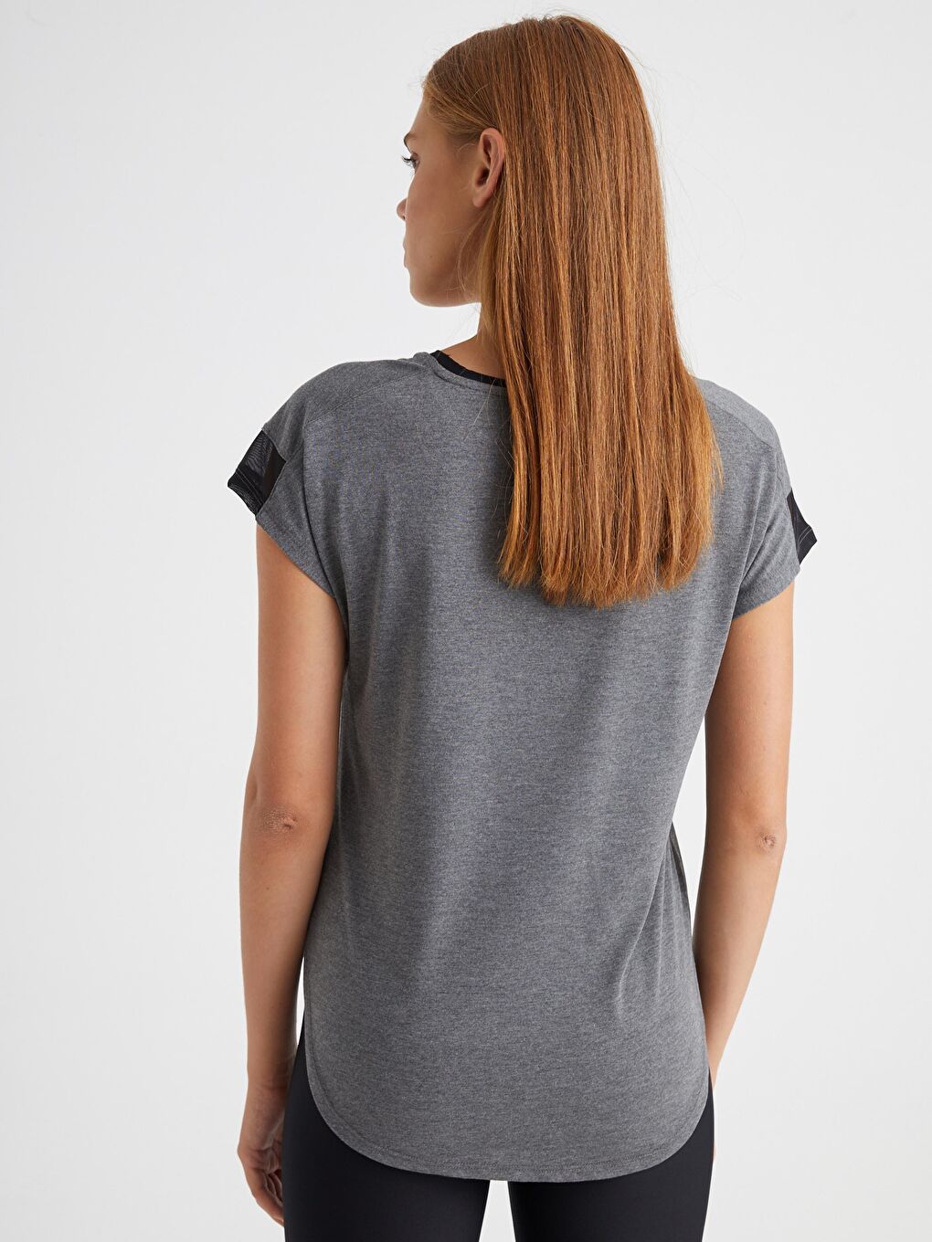 Antrasit Bisiklet Yaka Aktif Spor Tişört-3