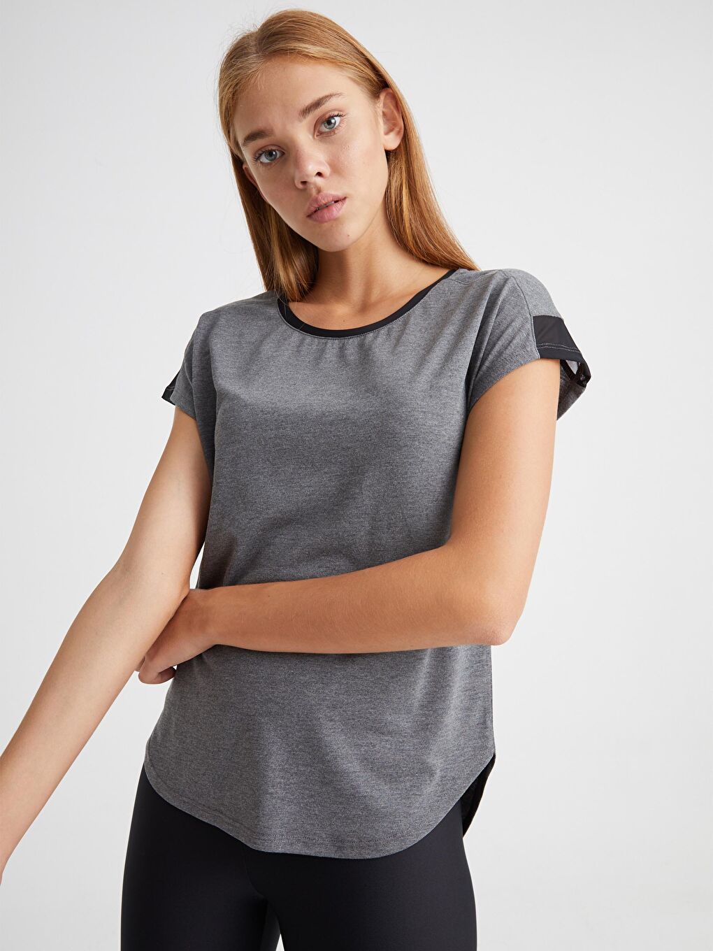 Antrasit Bisiklet Yaka Aktif Spor Tişört