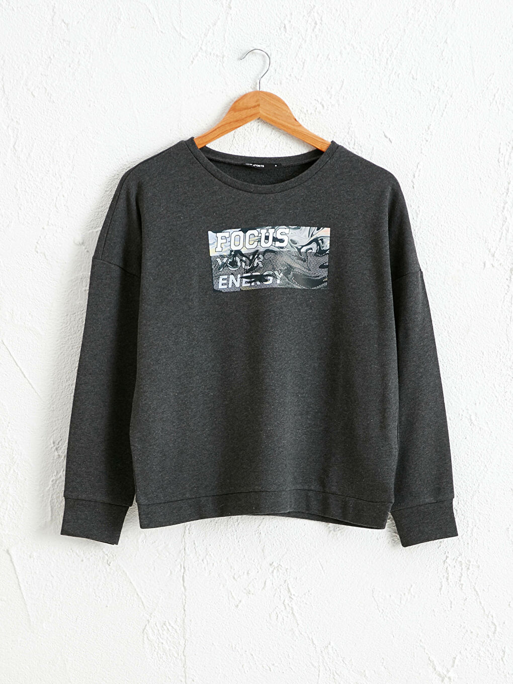 Antrasit Yazı Baskılı Sweatshirt