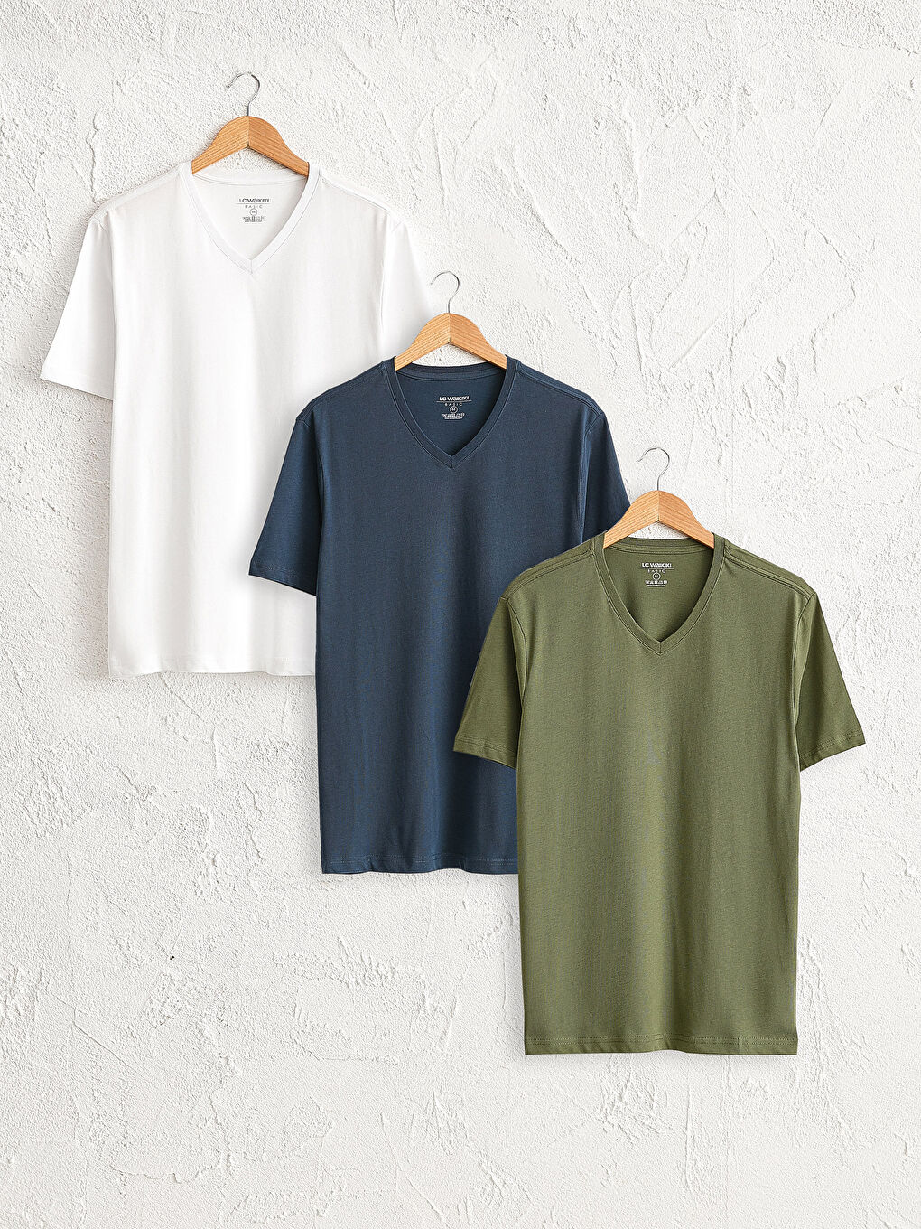Relaxed Mold V Neck Basic T-Shirt 3 Pieces