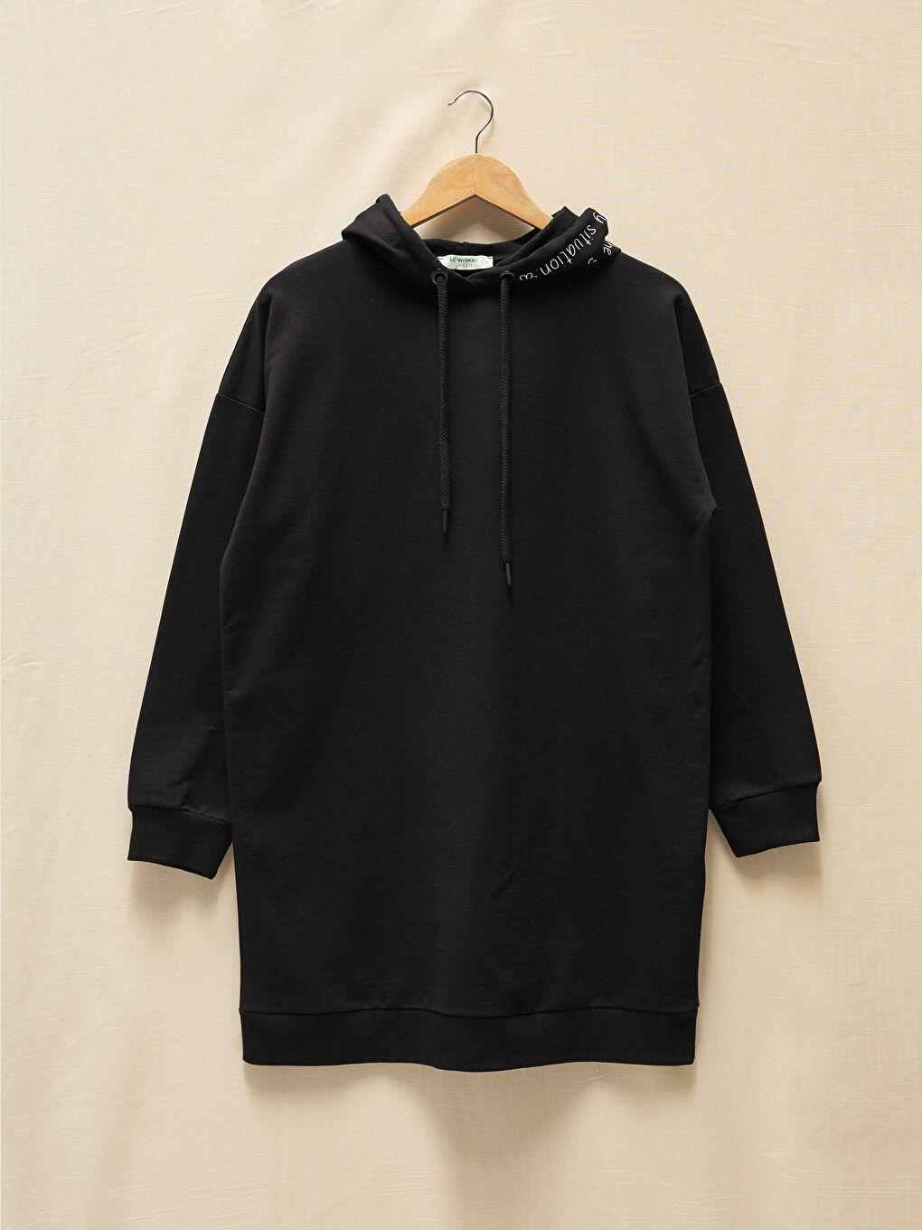 LCW Modest Slogan Printed Long Hoodie -0WFN04Z8-CVL