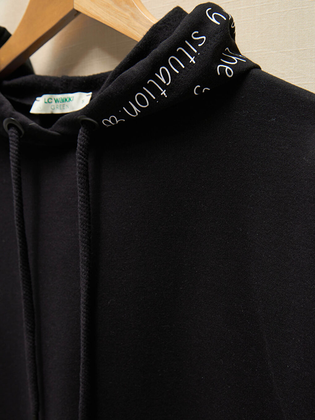 LCW Modest Slogan Printed Long Hoodie -0WFN04Z8-CVL