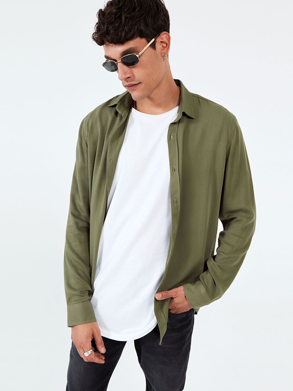 Chemise Gabardine Manches Longues Coupe Régulière-3