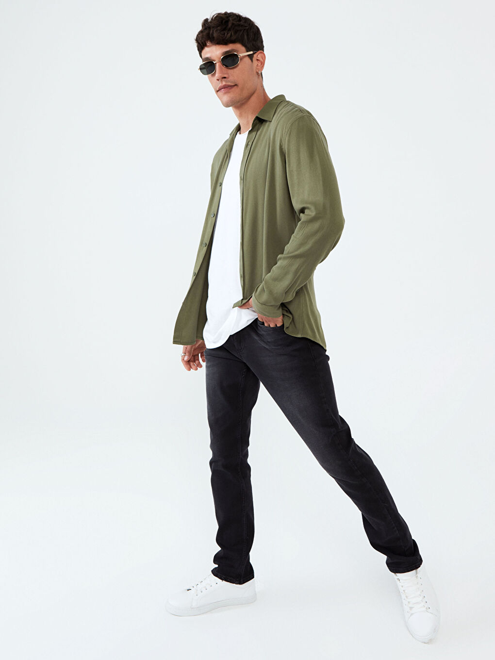 Chemise Gabardine Manches Longues Coupe Régulière-4