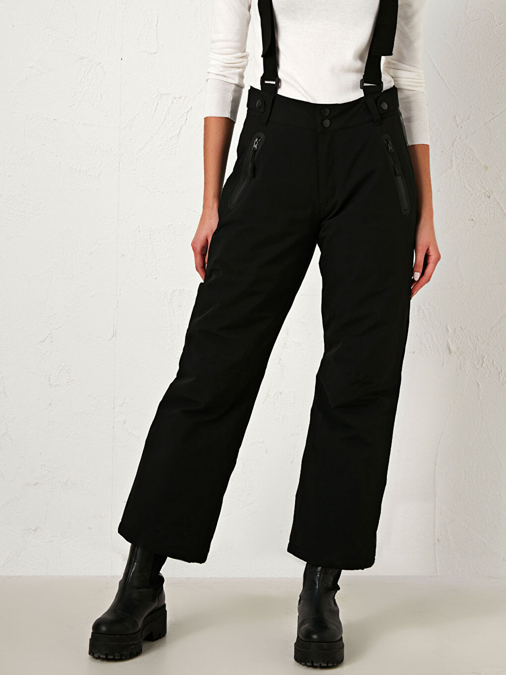 Siyah Standart Fit Kadın Kayak Pantolonu-14