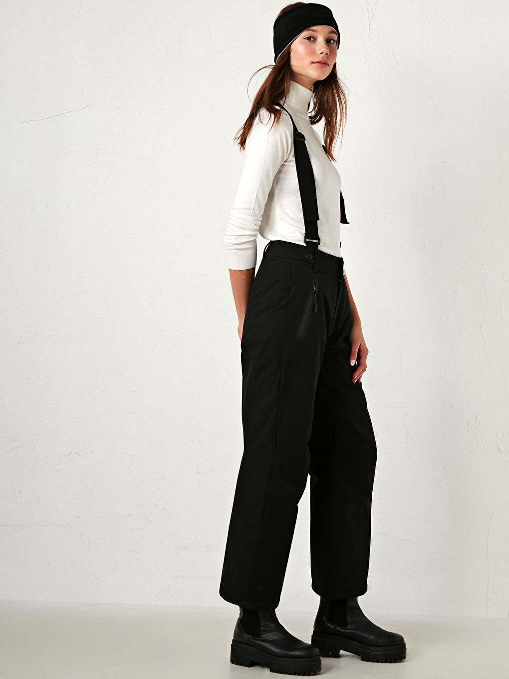 Siyah Standart Fit Kadın Kayak Pantolonu-8