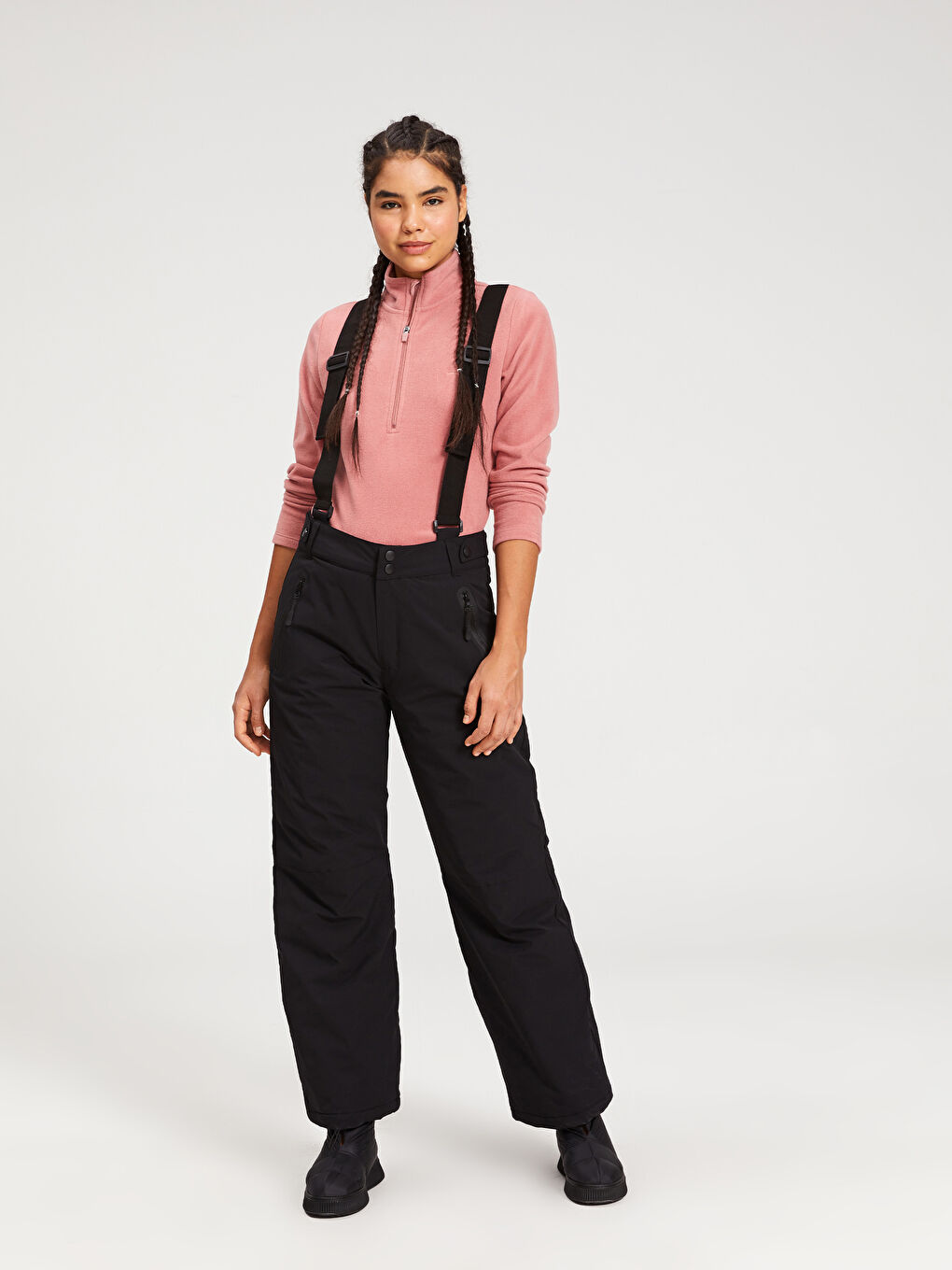 Siyah Standart Fit Kadın Kayak Pantolonu-4