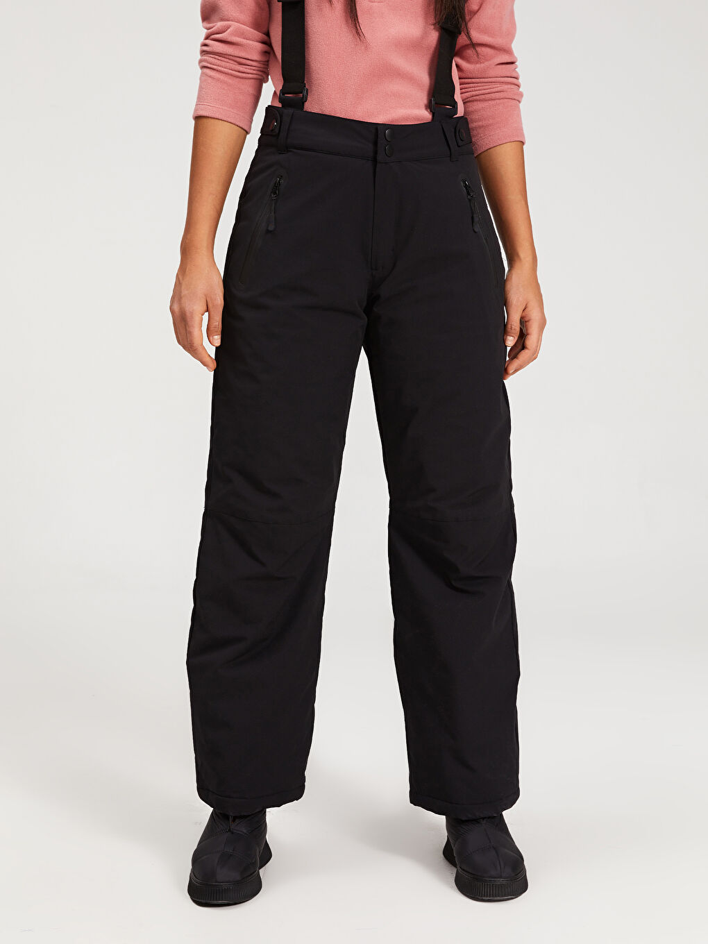 Siyah Standart Fit Kadın Kayak Pantolonu-6