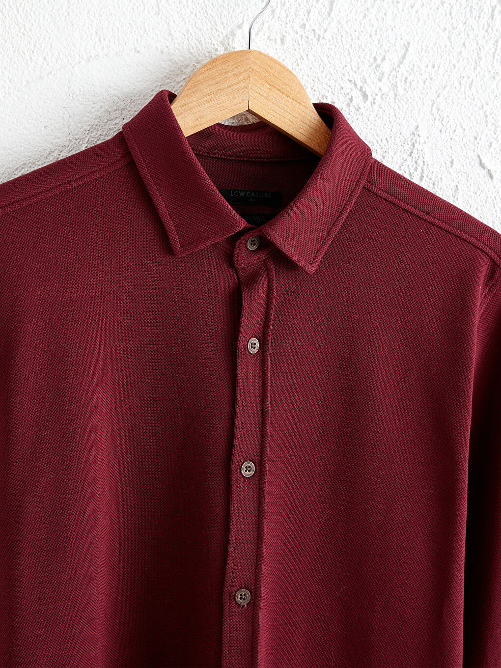 Bordo Slim Fit Uzun Kollu Gömlek-2
