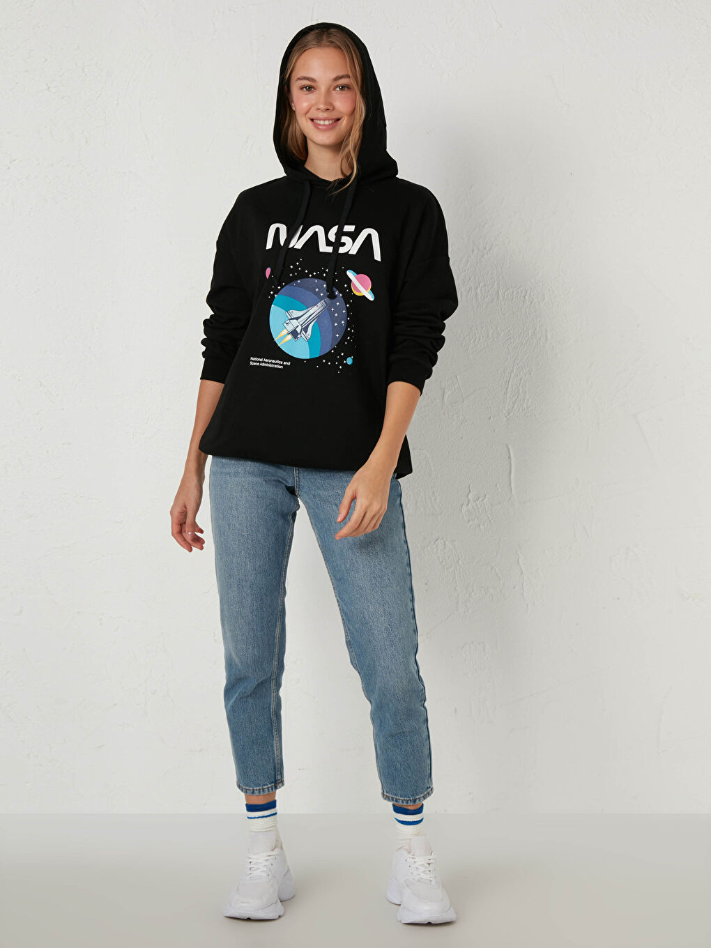 Nasa Baskılı Kapüşonlu Sweatshirt-2