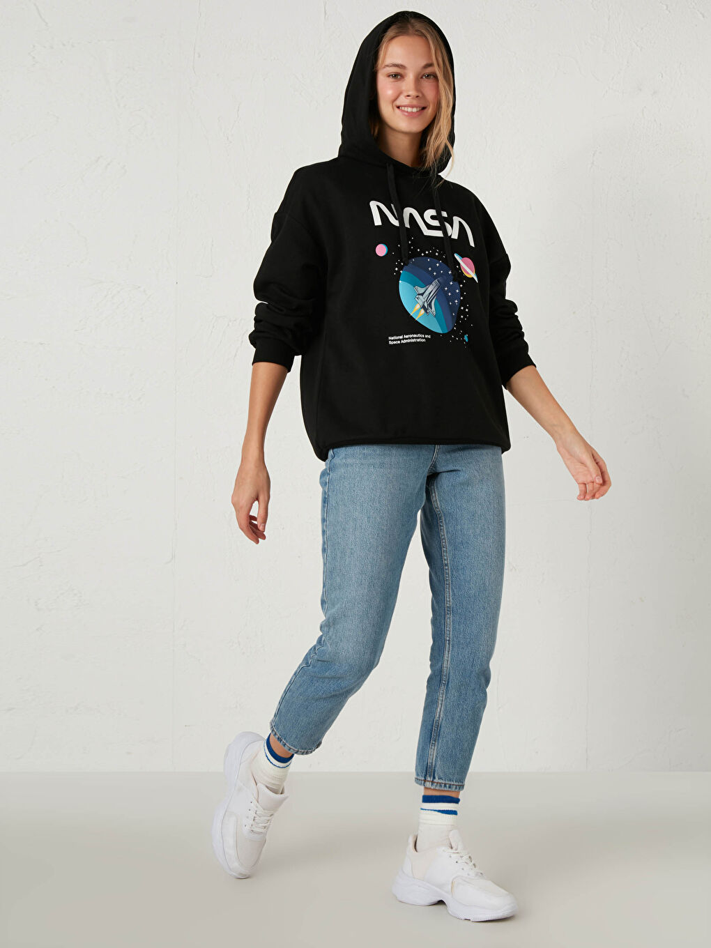 Nasa Baskılı Kapüşonlu Sweatshirt-3