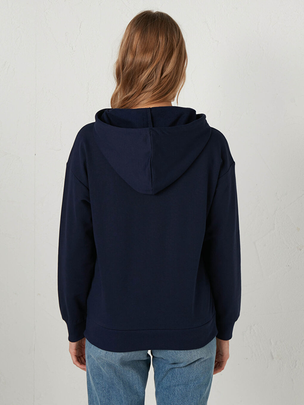 Lacivert Kapüşonlu Baskılı Sweatshirt-3