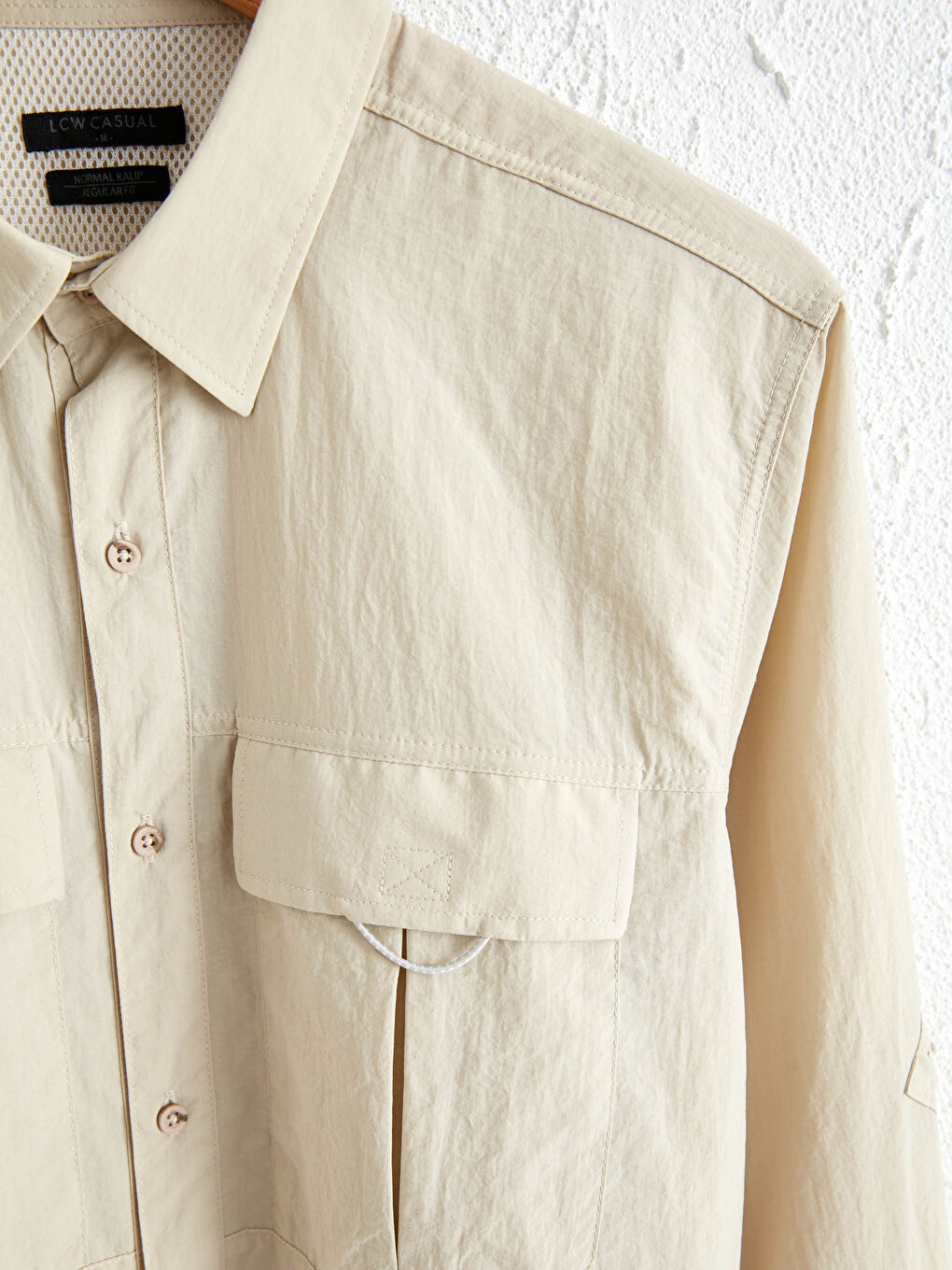 Bej Regular Fit Uzun Kollu Gömlek-2