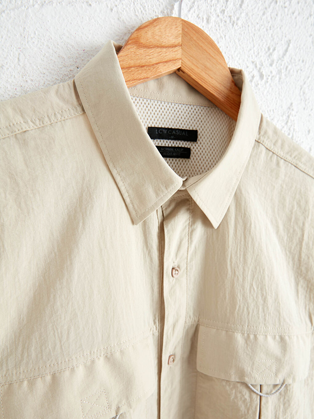 Bej Regular Fit Uzun Kollu Gömlek-3