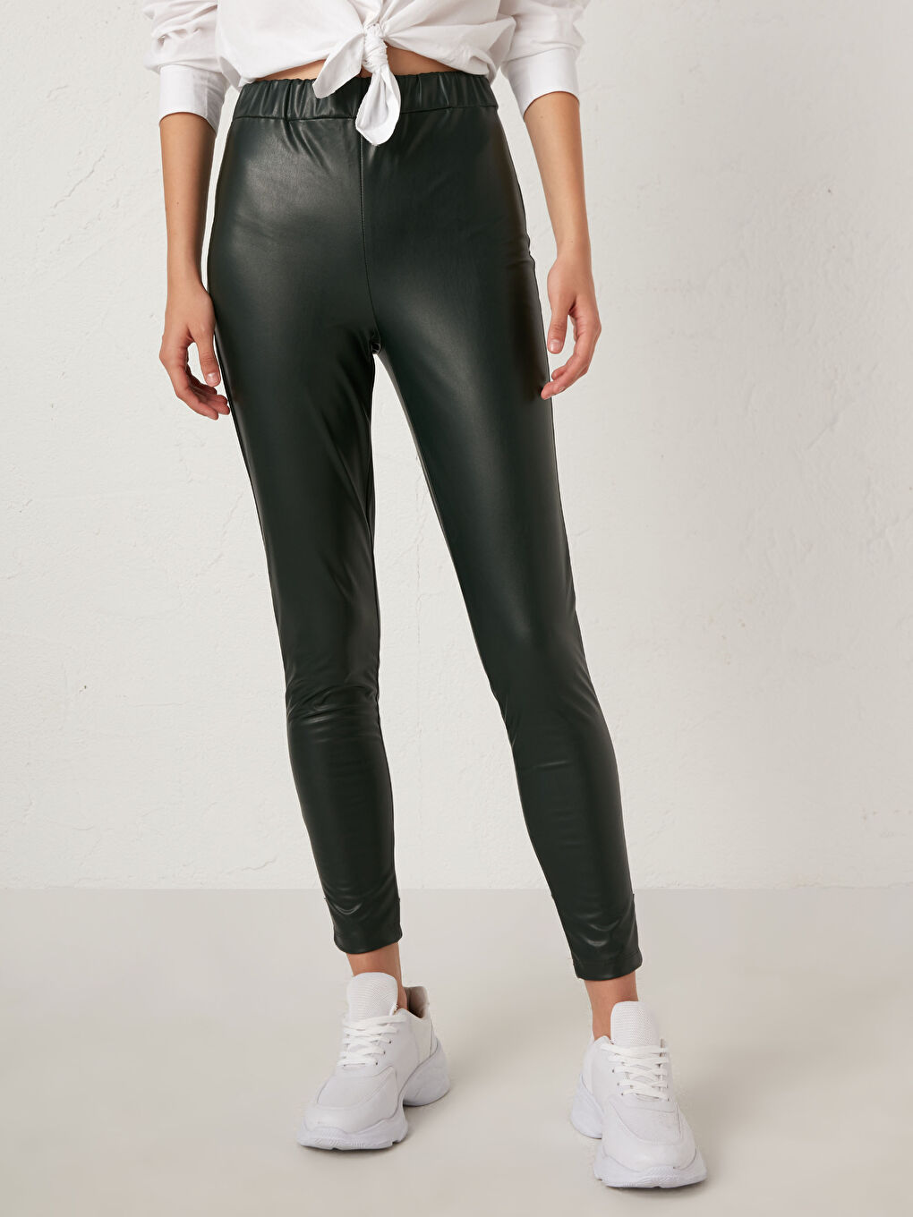 LCW Vision Damen Kunstleder-Leggings mit elastischem Bund -0WFP42Z8-QSS