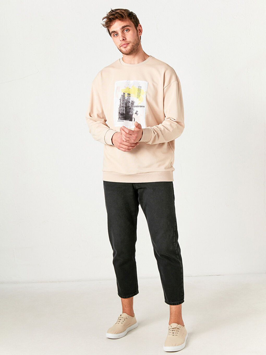 Sweat-shirt Épais Imprimé Col Rond-1