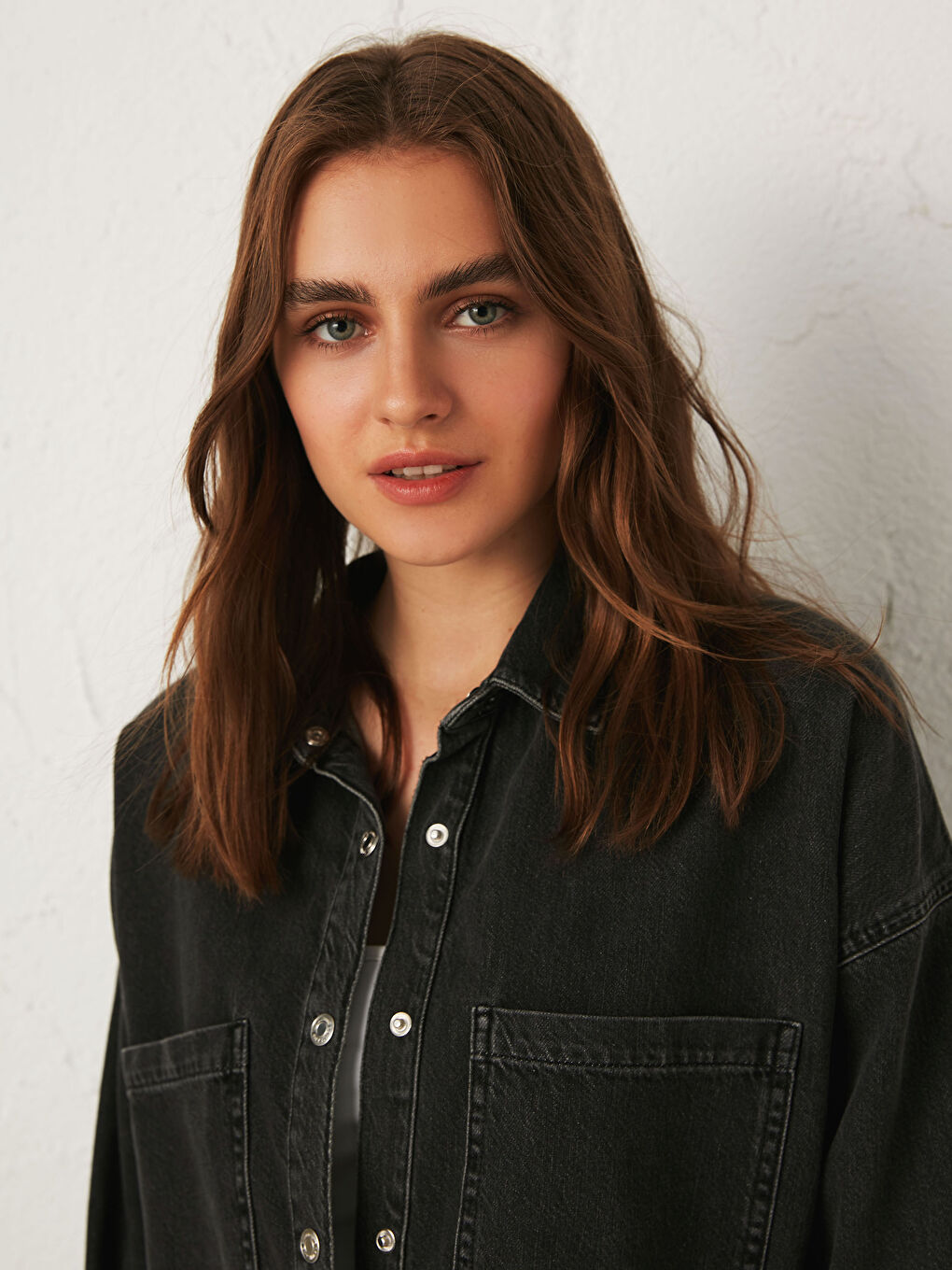 Cămașă din Denim cu Detaliu Buzunar -1